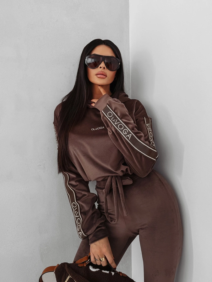 Komplet Olavoga Velvet Aura czekoladowy