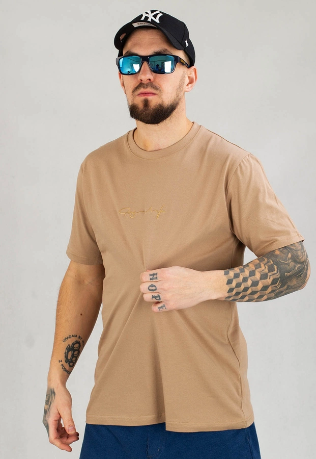 T-shirt Ganja Mafia Podpis Mini Gold beżowy