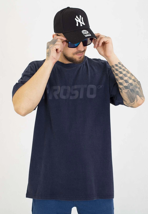 T-shirt Prosto Big Log granatowy sprany