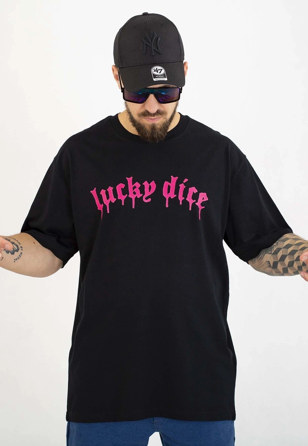 T-shirt Lucky Dice Baggy LD Melt czarno różowy