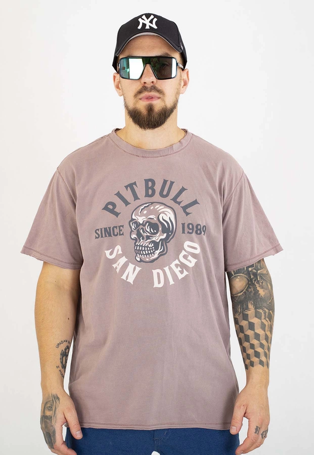 T-shirt Pit Bull Skull Logo 190 dusty burgundy