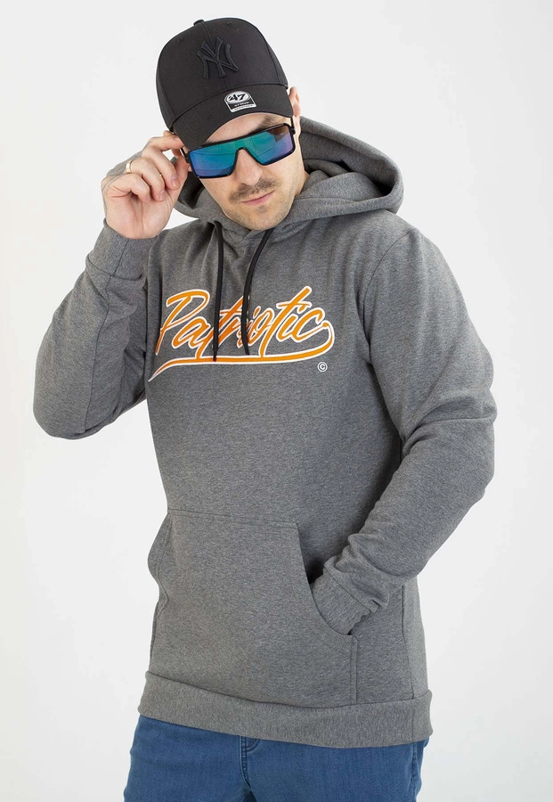 Bluza Patriotic Z Kapturem Retro Script szara