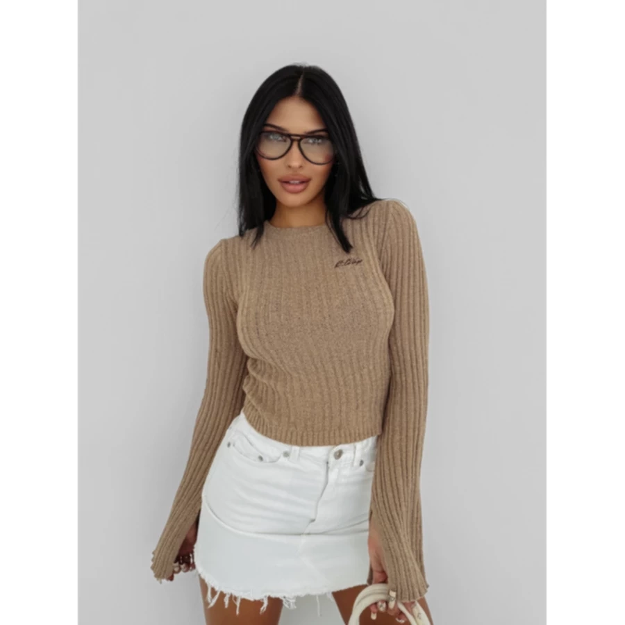 Longsleeve Olavoga Zirra beżowy