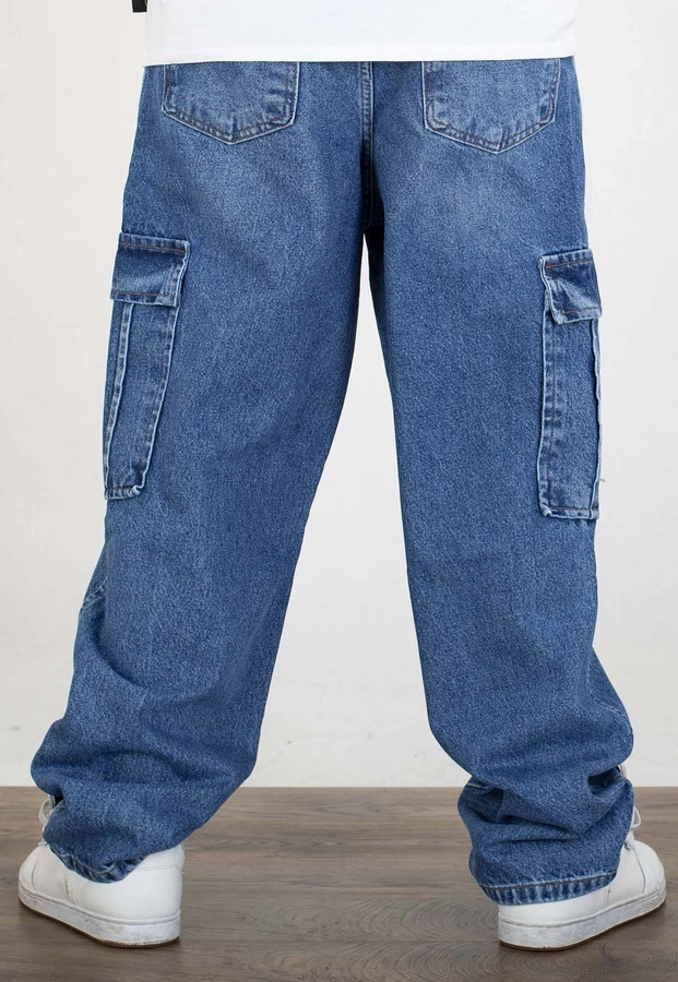 Spodnie I8 Denim BAG104 Baggy Cargo medium blue