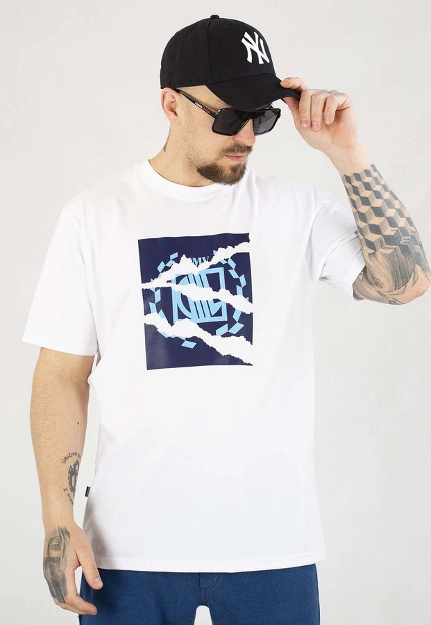 T-shirt Diil Cut Paper biało granatowy