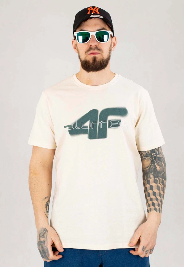 T-shirt 4F Regular M1317 kremowy