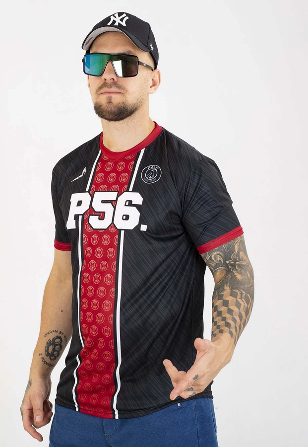 T-shirt Dudek P56 Palę Sobie Grass Football czarno czerwony