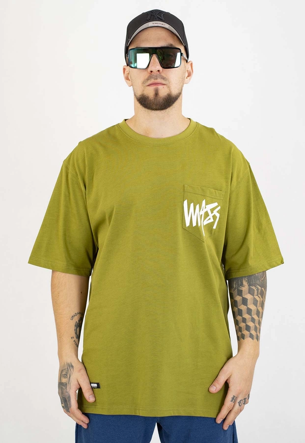 T-shirt Mass Pocket Sign oliwkowy