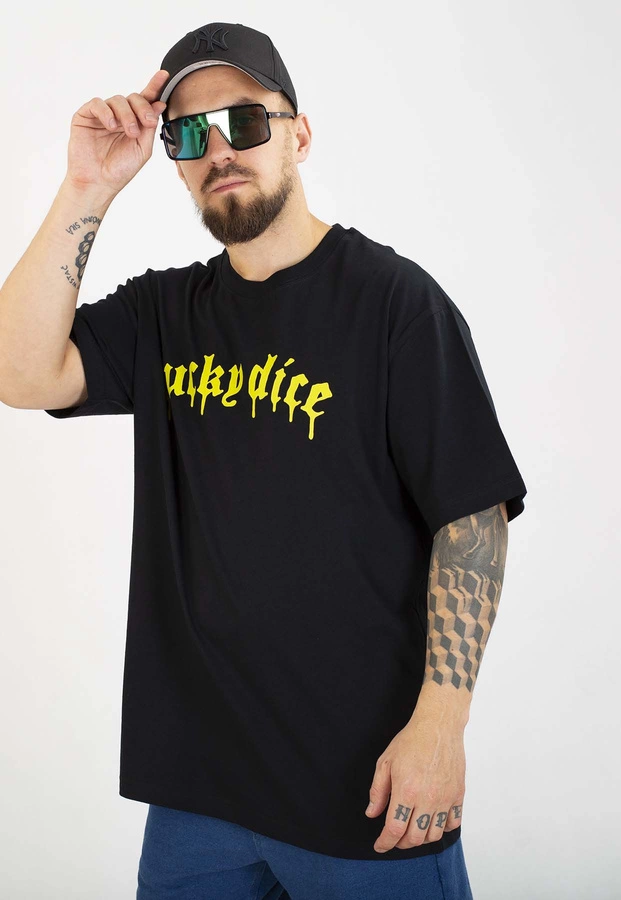 T-shirt Lucky Dice Baggy LD Melt czarno limonkowy