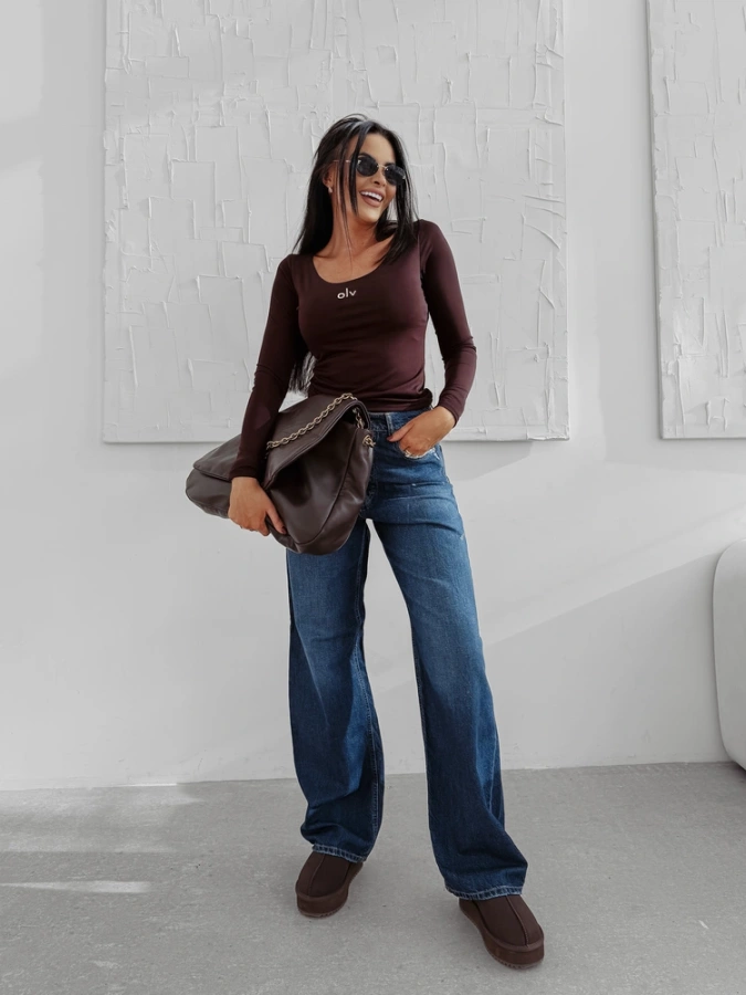 Longsleeve Olavoga Hazzy brązowy