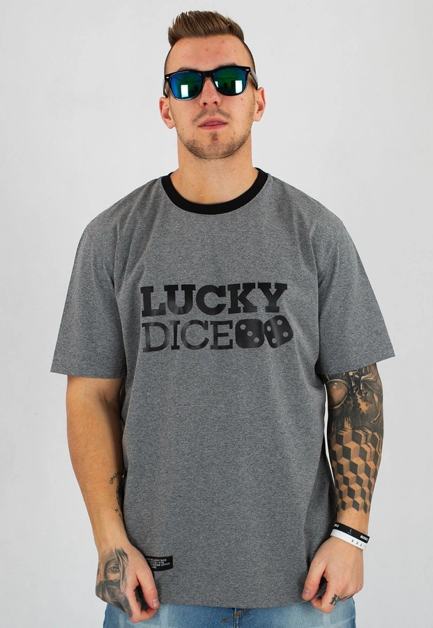 T-shirt Lucky Dice Logo Strip szary 