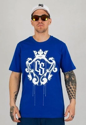 T-shirt Ciemna Strefa CS Duży Herb niebiesko biały