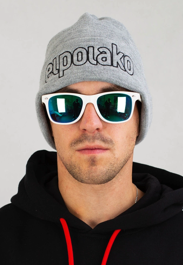 Czapka Zimowa El Polako Wywijana Outline szara