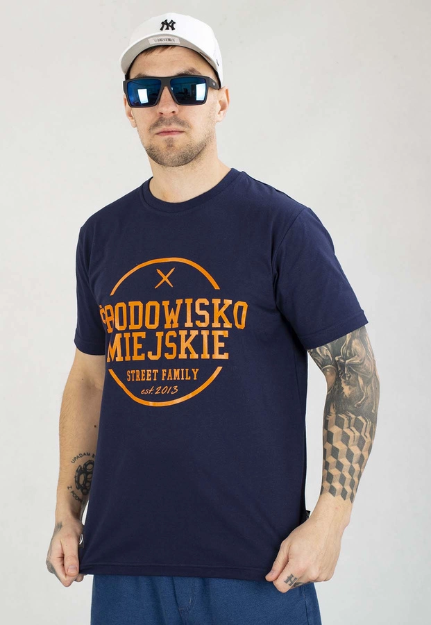 T-shirt Środowisko Miejskie Theme granatowo pomarańczowy