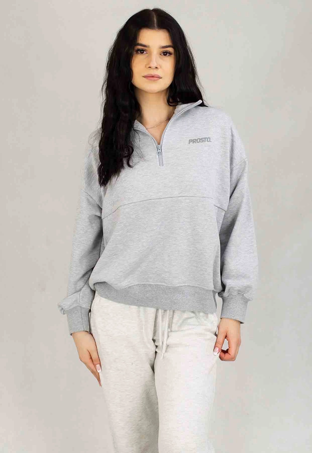 Bluza Prosto Bez Kaptura Half Zip Cla99y szara