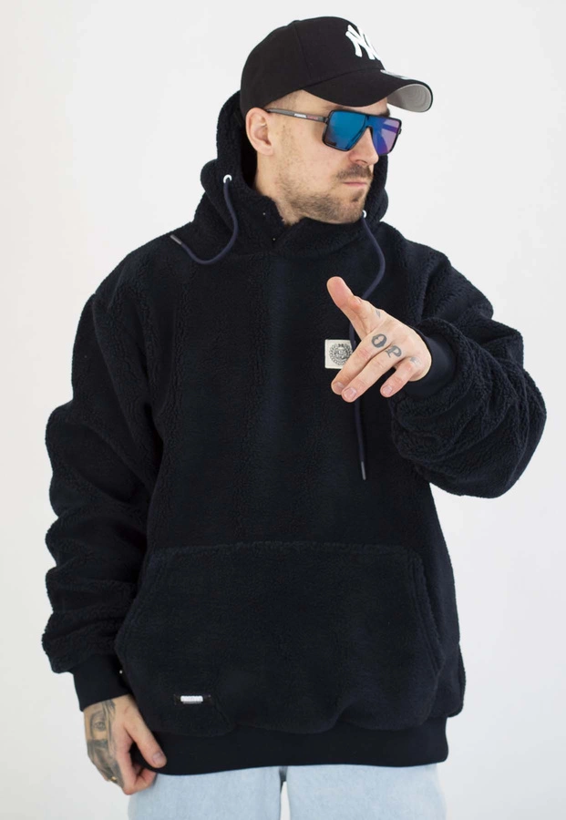 Kurtka Mass Z Kapturem Zimowa Patch Teddy granatowa