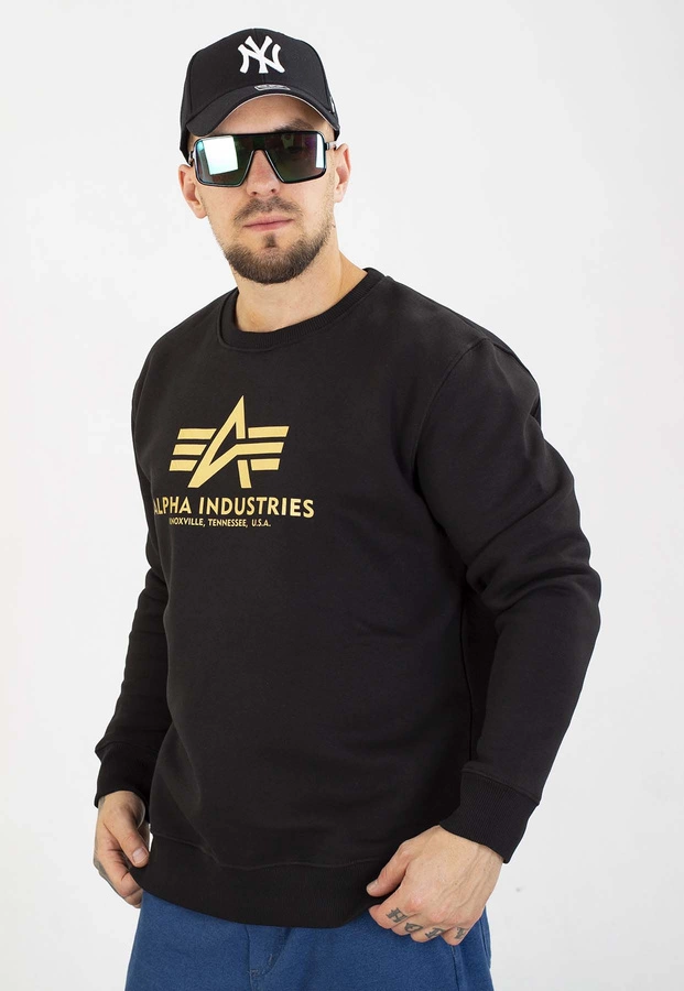 Bluza Alpha Industries Bez Kaptura Basic Carbon 146311 czarno złota