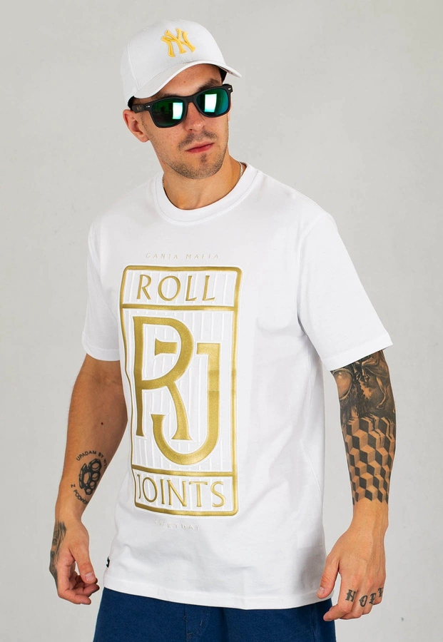 T-shirt Ganja Mafia RJ biało złoty