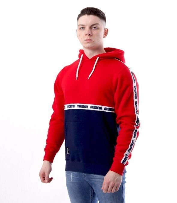 Mass-Mass DNM bluza Sweatshirt Line Hoody Granatowo Czerwona