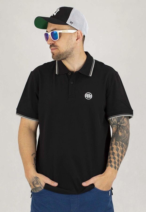 T-shirt Polo Pit Bull Regular Pique Stripes czarny