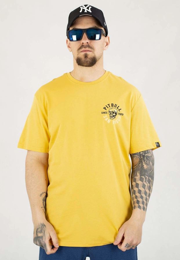 T-shirt Pit Bull Skull Surf 170 pale yellow