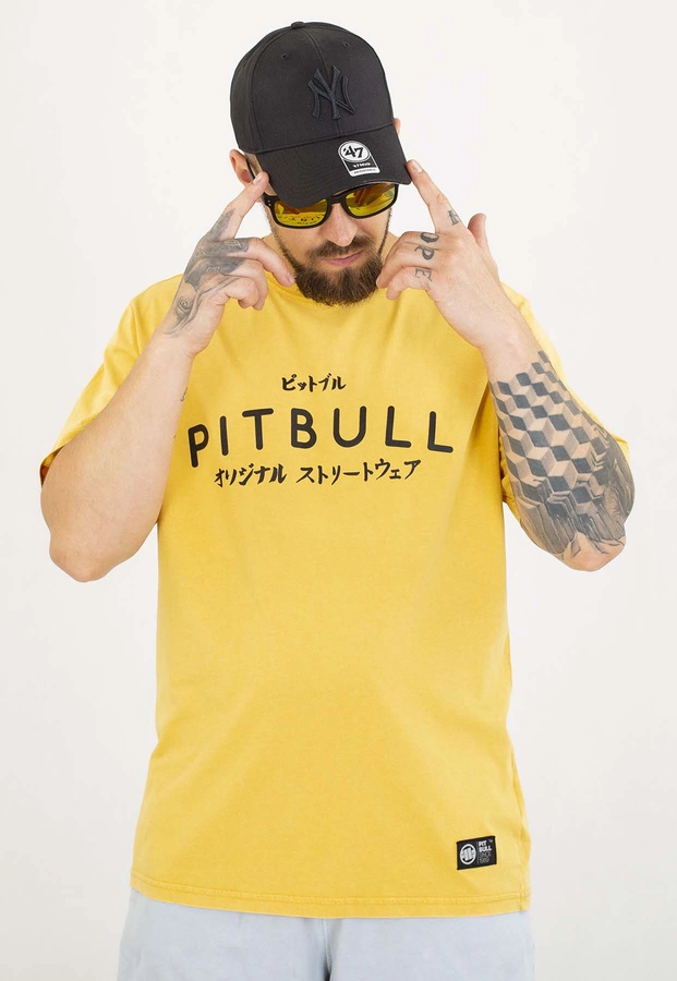 T-shirt Pit Bull Mt.Fuji 190 washed yellow
