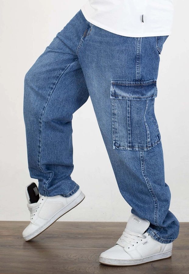 Spodnie I8 Denim BAG104 Baggy Cargo medium blue