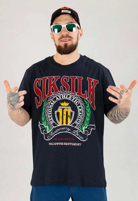 T-shirt SikSilk Varsity Oversized SS-23689 granatowy