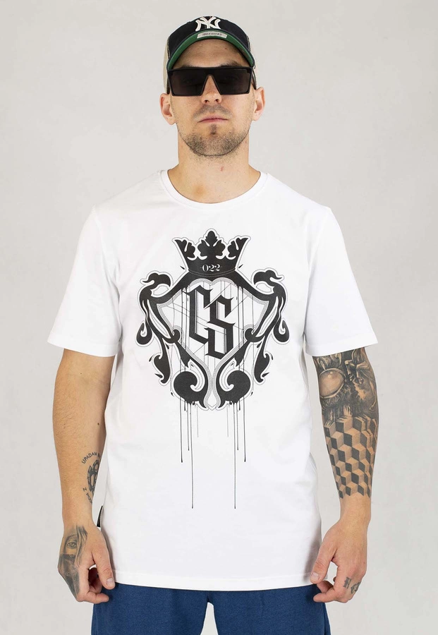 T-shirt Ciemna Strefa CS Duży Herb biało czarny