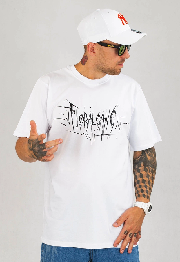 T-shirt Floral Gang Fleck biały