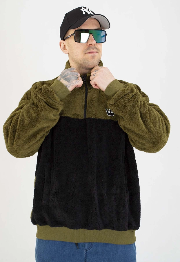 Bluza Jigga Wear Bez Kaptura Sherpa oliwkowo czarna