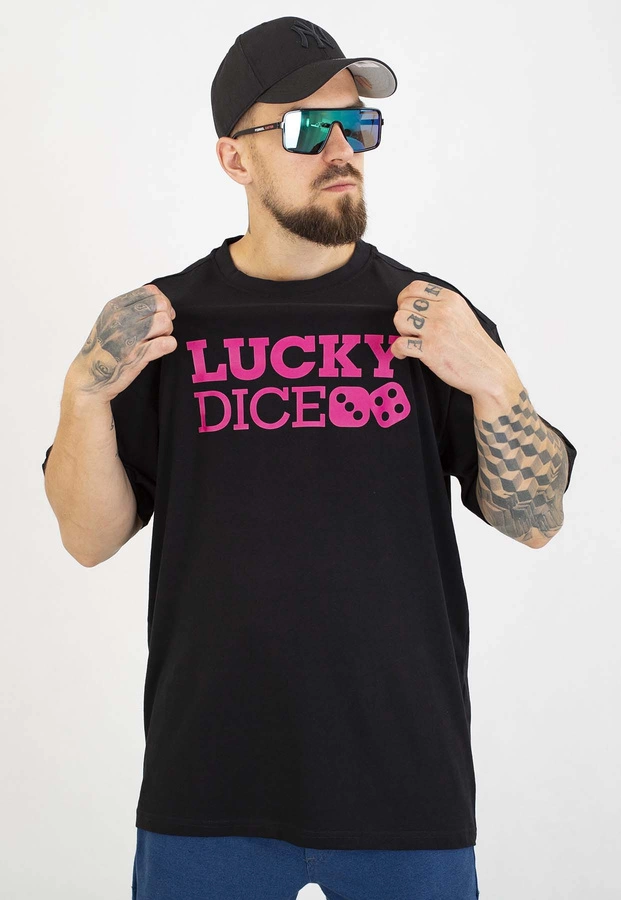 T-shirt Lucky Dice Baggy LD Classic czarno różowy