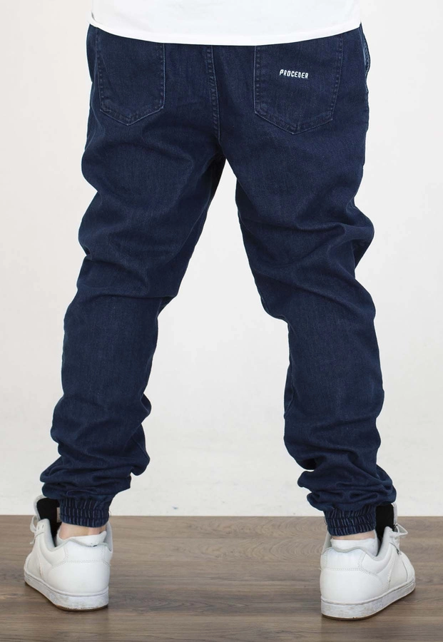 Spodnie Chada Jeans Joggery Haft ciemno niebieskie