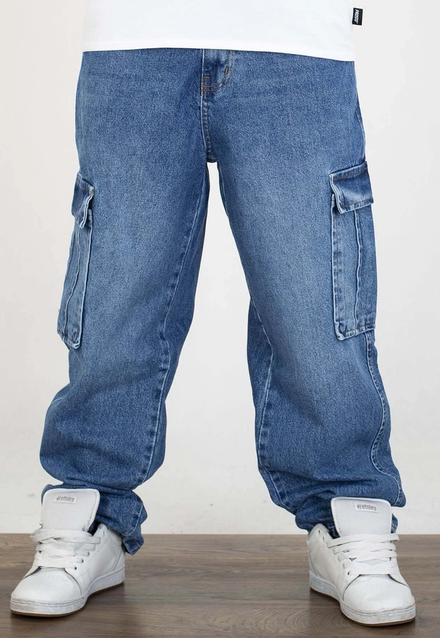 Spodnie I8 Denim BAG104 Baggy Cargo medium blue
