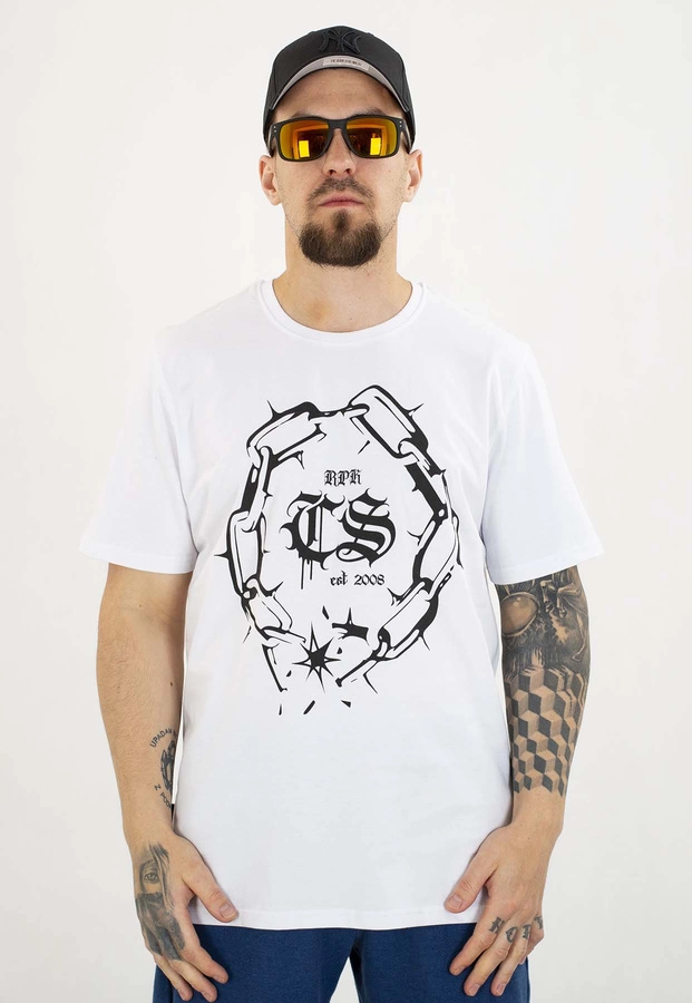 T-shirt Ciemna Strefa Łańcuch Gotyk biały