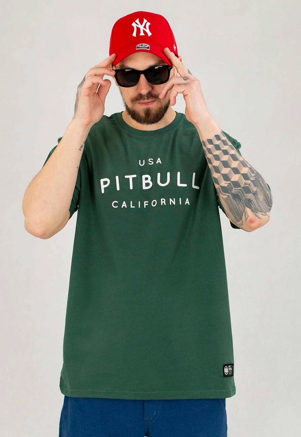 T-shirt Pit Bull Garment Washed USA Cal zielony