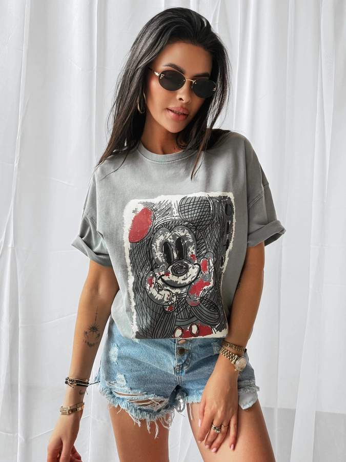 T-Shirt Olavoga Red Miki jasno szary