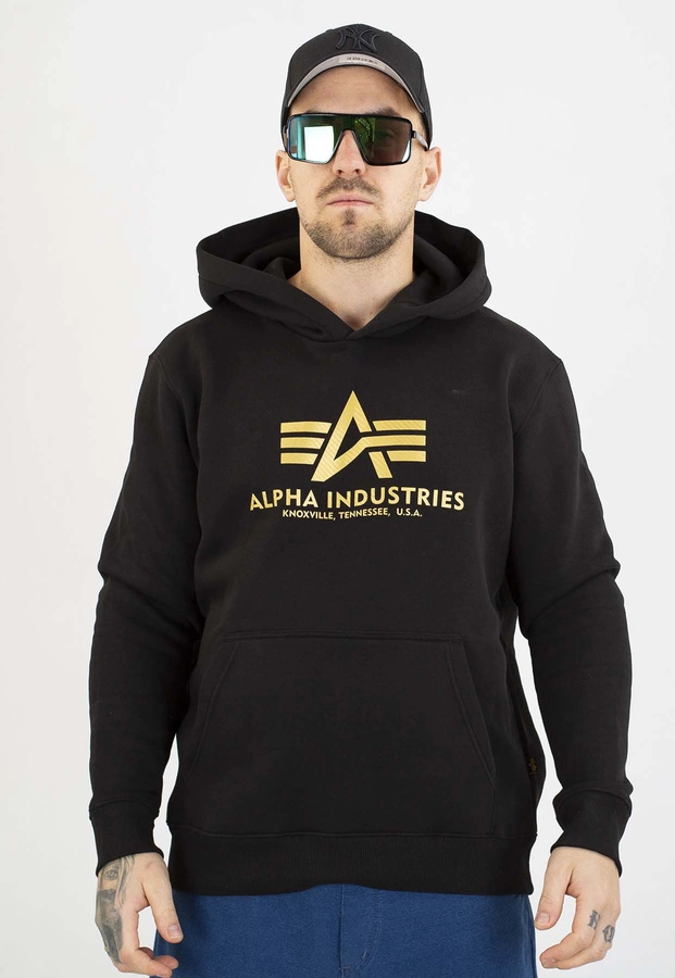 Bluza Alpha Industries Z Kapturem Basic Carbon 146343 czarno złota