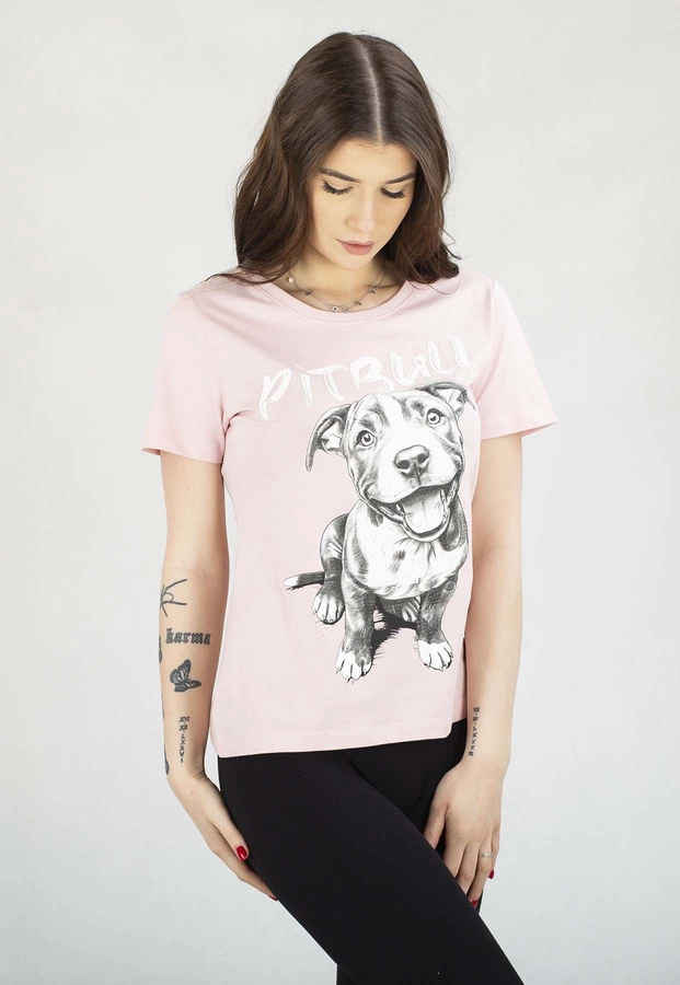 T-Shirt Pit Bull Slim Fit Puppy różowy