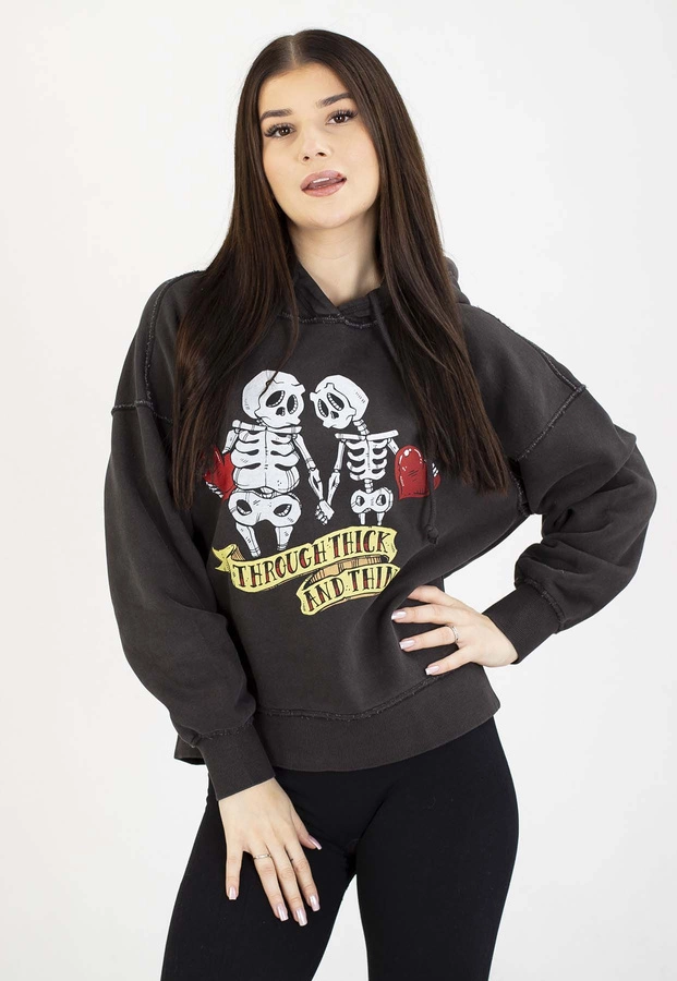 Bluza Pit Bull Z Kapturem Thick & Thin washed dark graphite