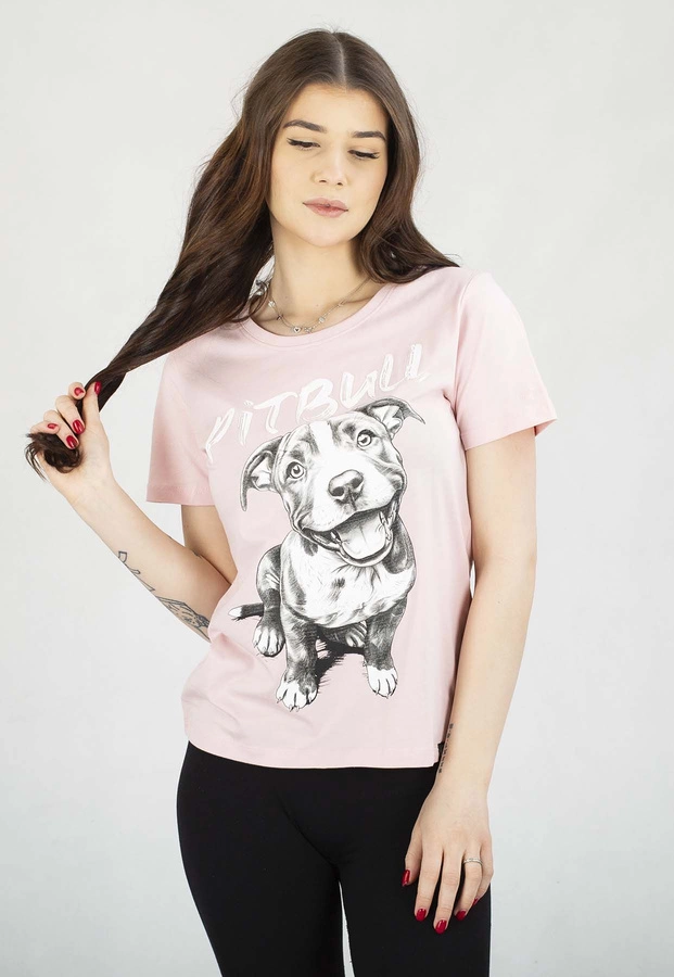 T-Shirt Pit Bull Slim Fit Puppy różowy