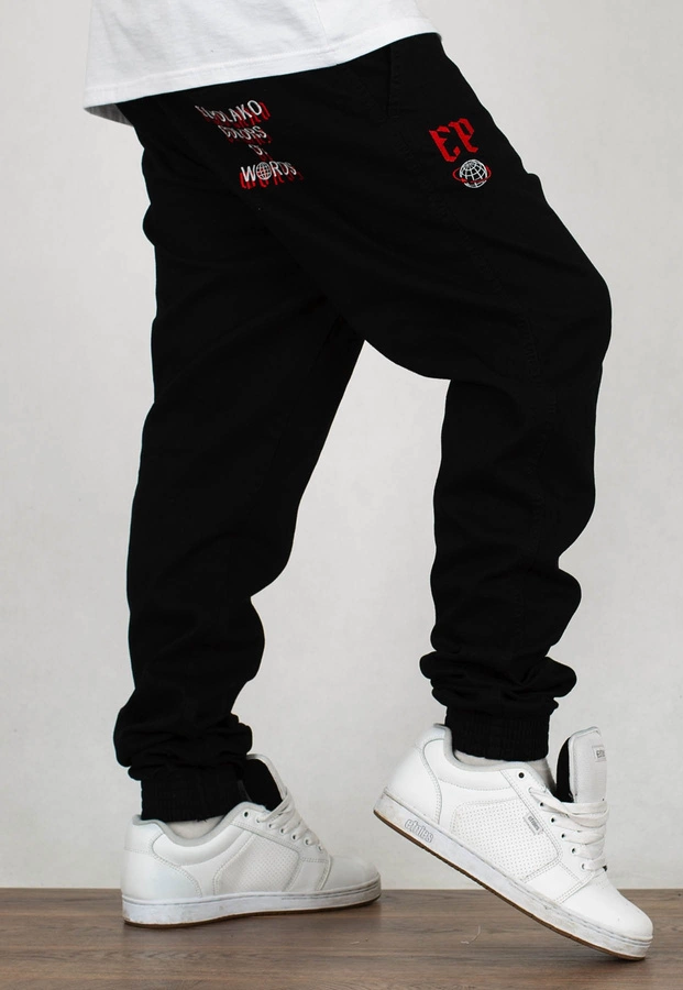 Spodnie El Polako Joggery Slim Jeans z Gumą Ep Cow czarny jeans