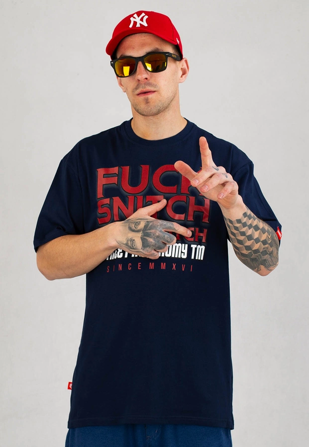 T-shirt Street Autonomy Fuck Snitch granatowy