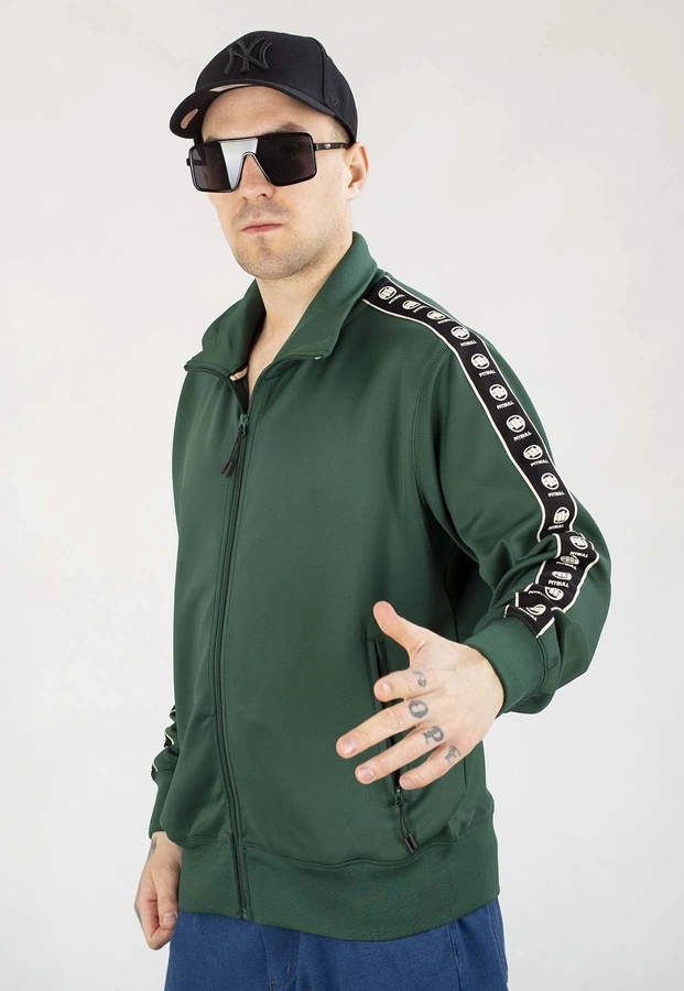 Bluza Pit Bull Bez Kaptura Zip Powers Poly-Elastyne butelkowa zieleń