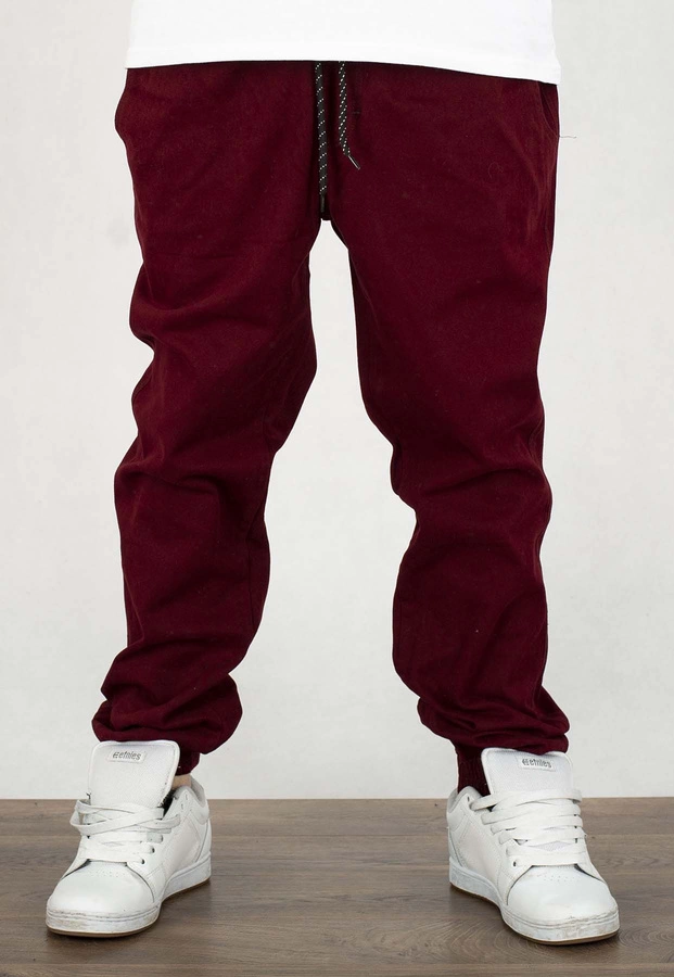 Spodnie Jigga Wear Crown Stitch Jogger bordowe