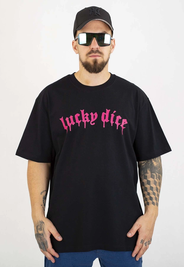 T-shirt Lucky Dice Baggy LD Melt czarno różowy