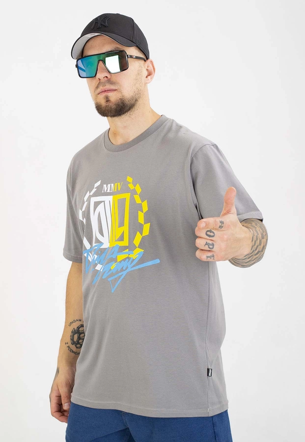 T-shirt Diil Laur Gang szaro żółty