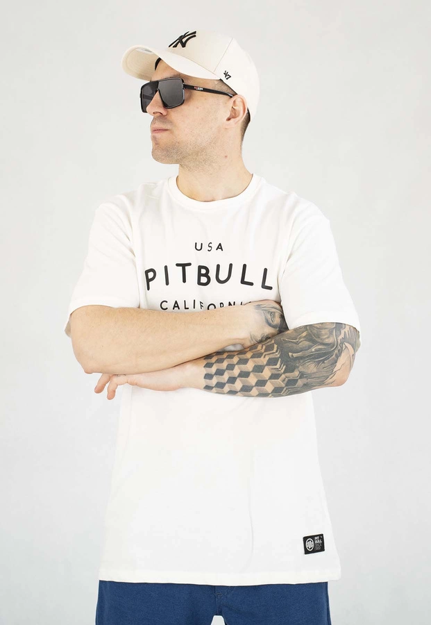 T-shirt Pit Bull Garment Washed USA Cal biały