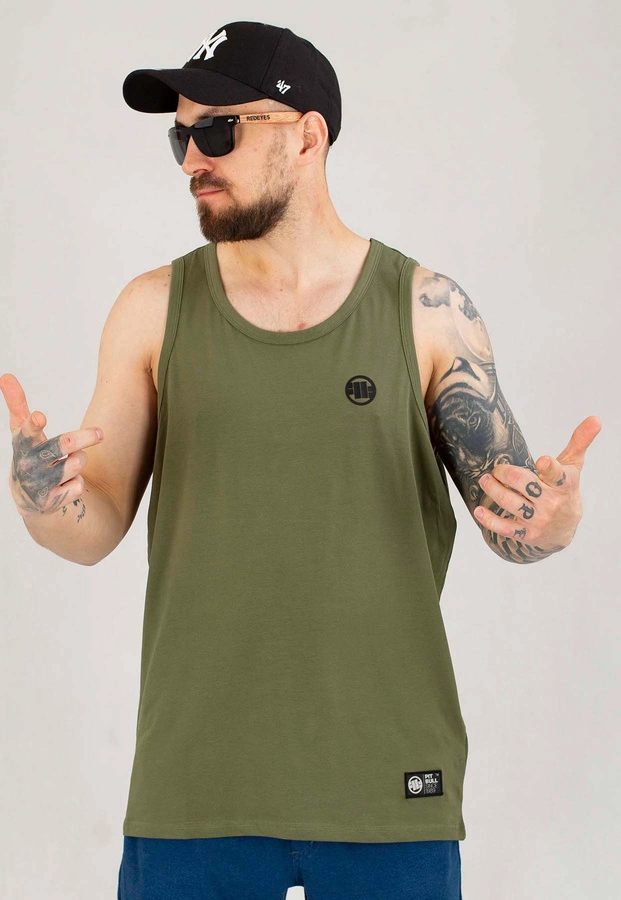 Tank Pit Bull Slim Fit Small Logo oliwkowy