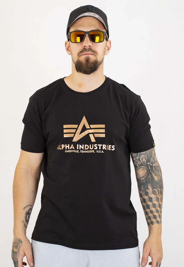 T-shirt Alpha Industries Basic Foil Print 100501FP czarno złoty